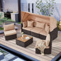 6 Pieces Sectional Sofa Set, with Adjustable Cover