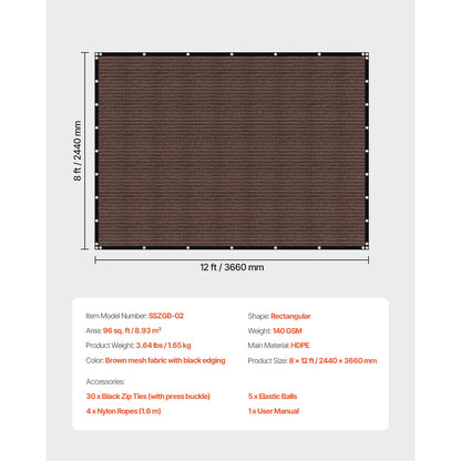 90% Sun Shade Cloth 10x10/ 12/20ft