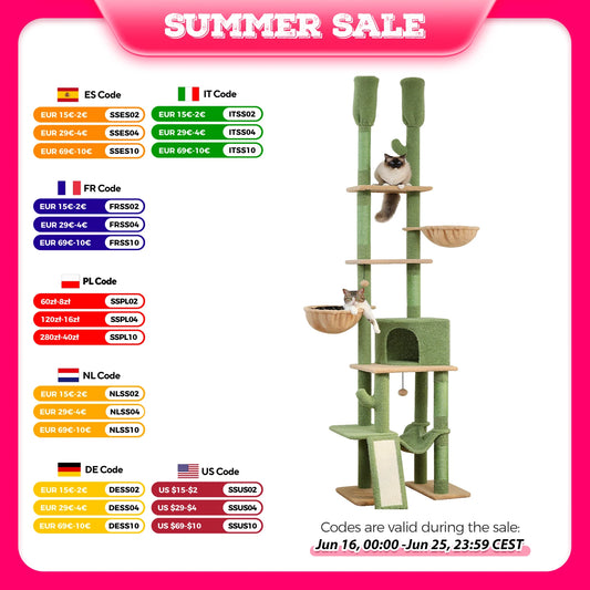 Floor to Ceiling Cat Tower 7 Tiers