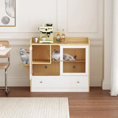 Side Table W/ Hidden Cat Condo and Litter Box