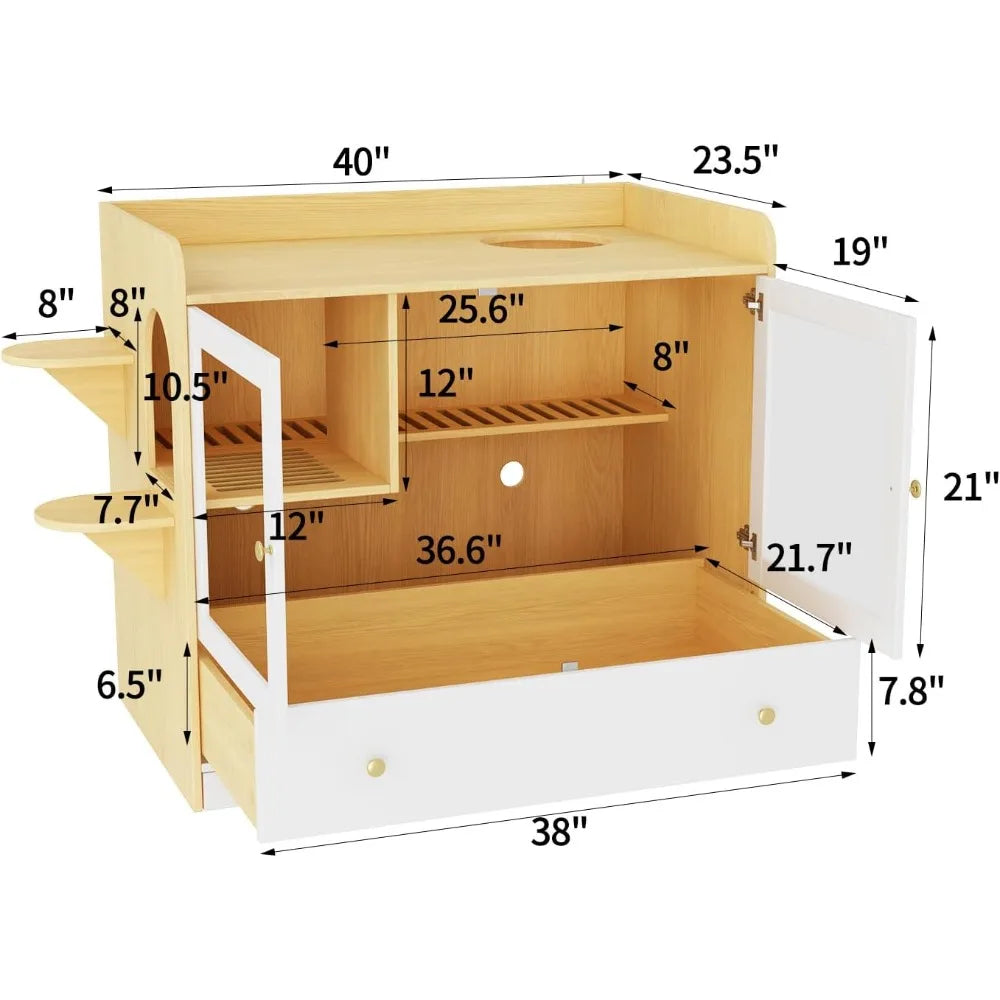 Side Table W/ Hidden Cat Condo and Litter Box