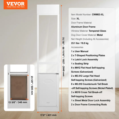 Sliding Doors Tempered Glass Pet Door