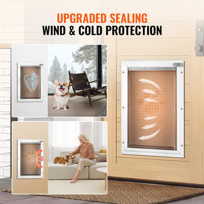 Pet Door Aluminum Frame with Lock and Flap System