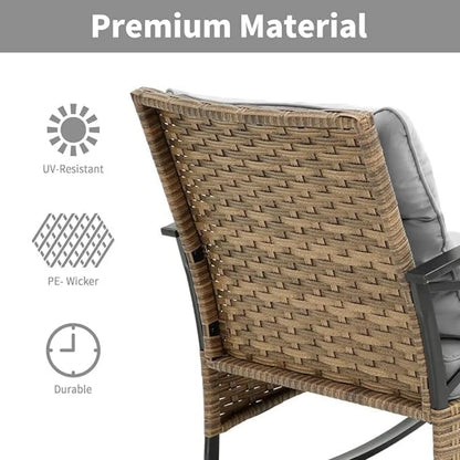 Grey 3 Pieces  Wicker Rocker Chairs W/ Table