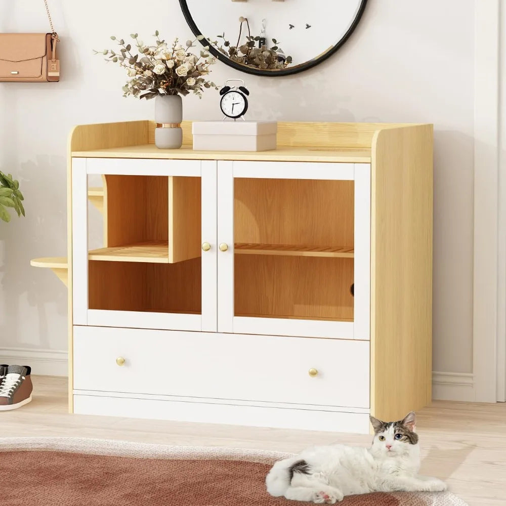 Side Table W/ Hidden Cat Condo and Litter Box