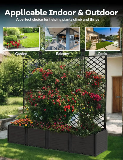 Plastic Plant Box with Metal Trellis
