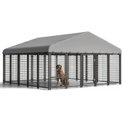 10X10FT Outside Heavy-Duty Outdoor Dog Cage with Roof