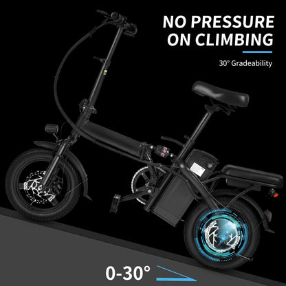 Adult foldable electric bicycle with seat and basket