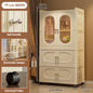 Multi-layer Foldable Kids Wardrobe Storage Cabinet with Magnetic Doors & Wheels Customizable Setup for Home Nursery Organization
