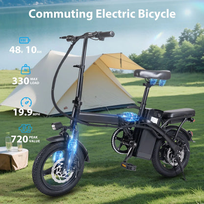 Adult foldable electric bicycle with seat and basket