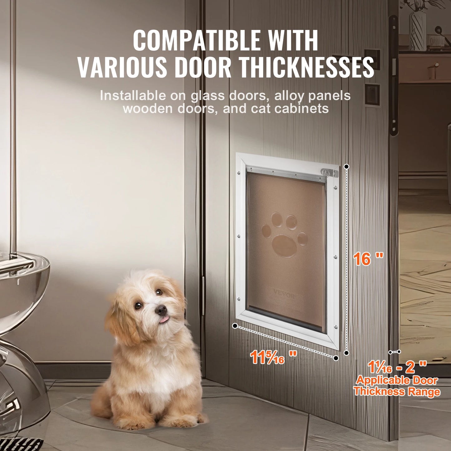Pet Door Aluminum Frame with Lock and Flap System