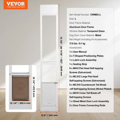 Sliding Doors Tempered Glass Pet Door