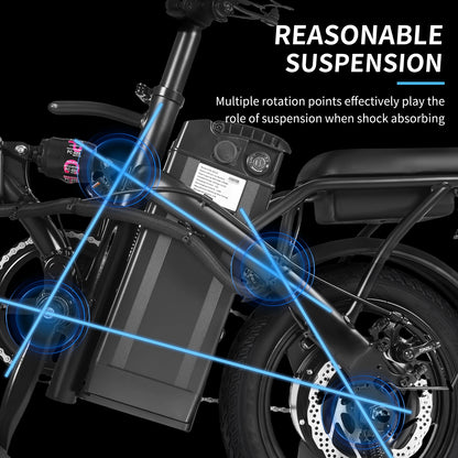 Adult foldable electric bicycle with seat and basket