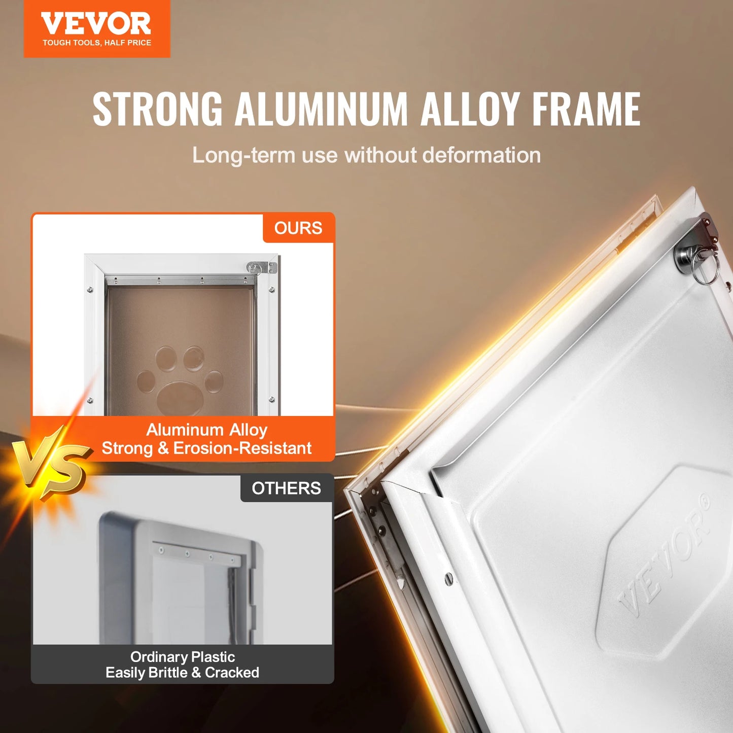 Pet Door Aluminum Frame with Lock and Flap System