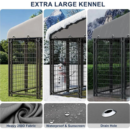 10X10FT Outside Heavy-Duty Outdoor Dog Cage with Roof