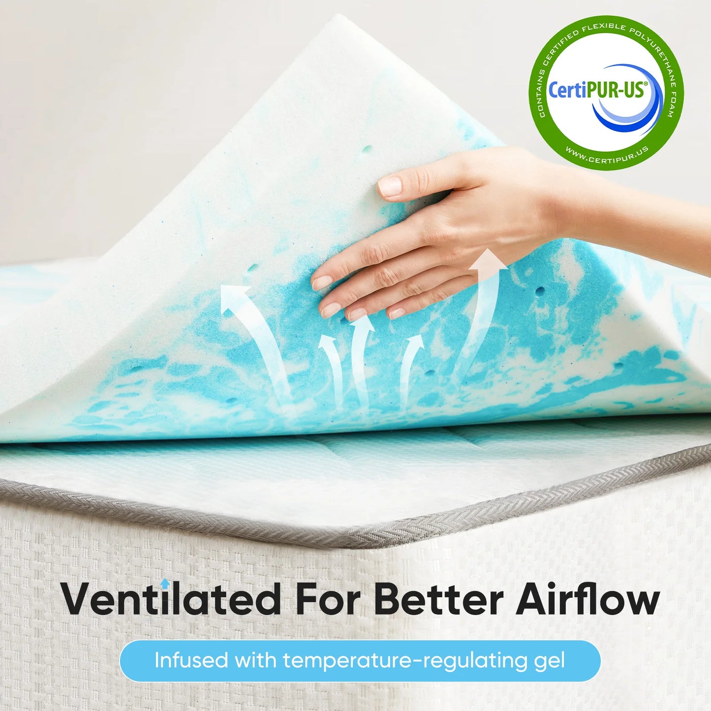 2-3 Inch Gel Memory Foam Mattress Topper Full size